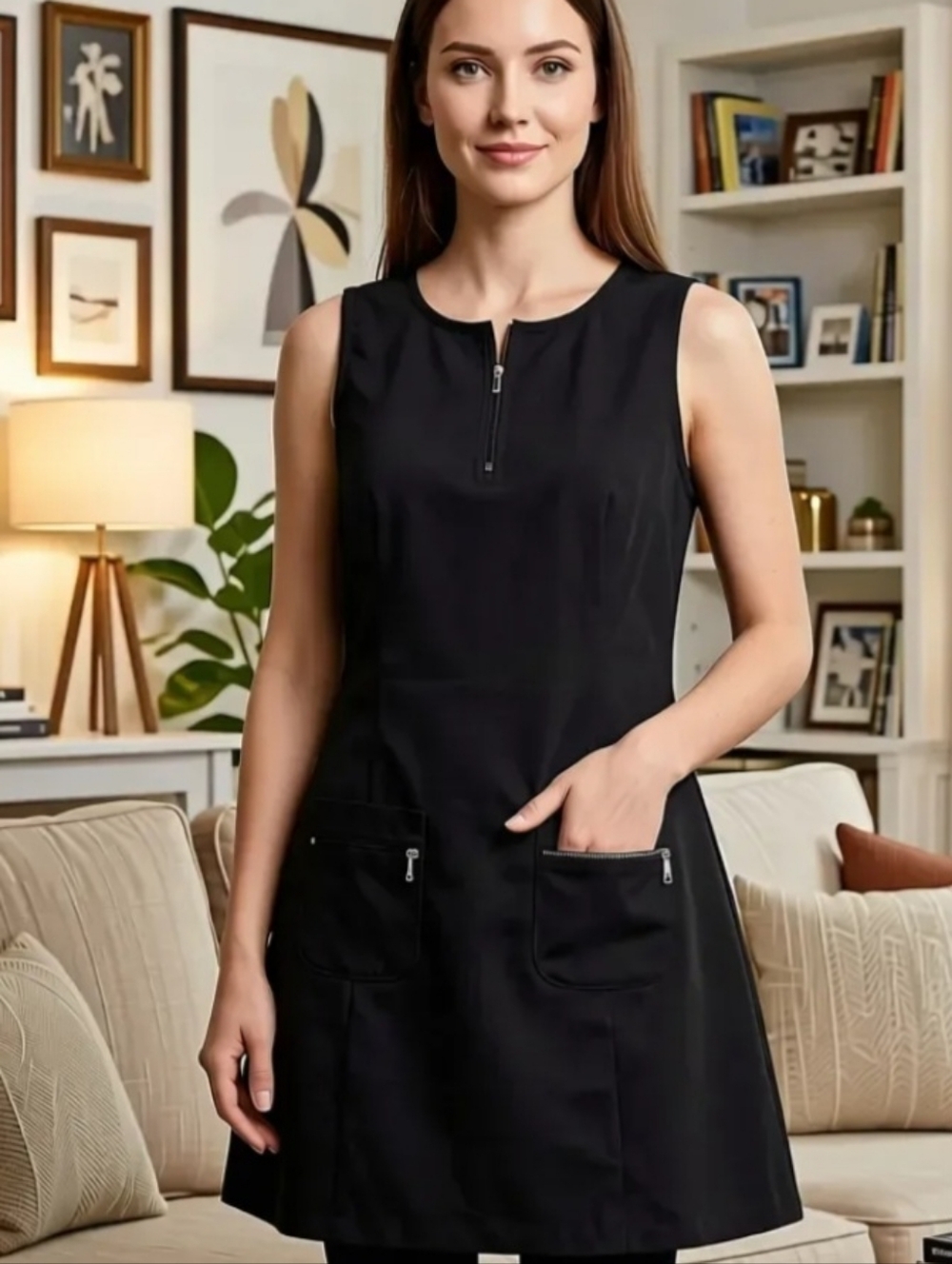 le chateau Y2K Stretch Black Sleeveless Zip-Front Mini Dress Sz Med ⭐️ Fits SM